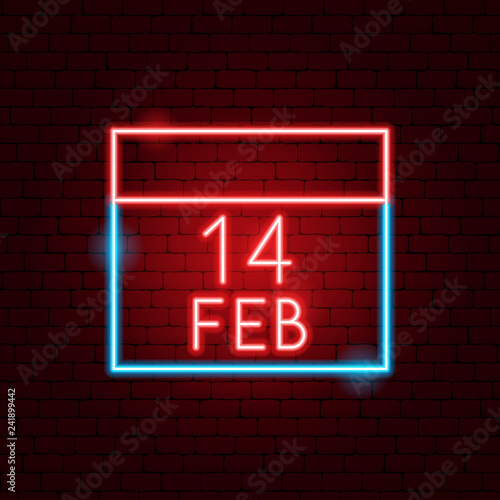 14 February Calendar Neon Sign