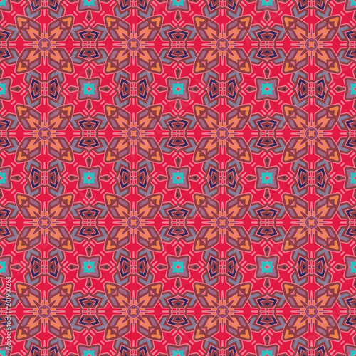 Nontrivial bright color abstract geometric pattern, vector seamless, can be used for printing onto fabric, interior, design, textile, covers, background, paper, tile, towel, carpet, border