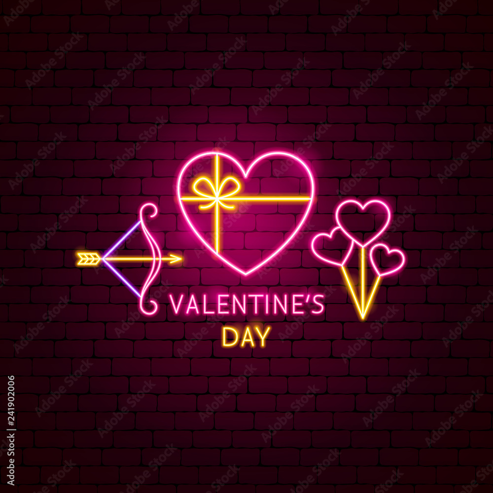 Valentines Day Neon Label