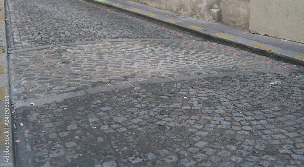 Fototapeta premium Paris,France-October 17, 2018: Remains of Roman rampart on Rue de la Colombe in Paris