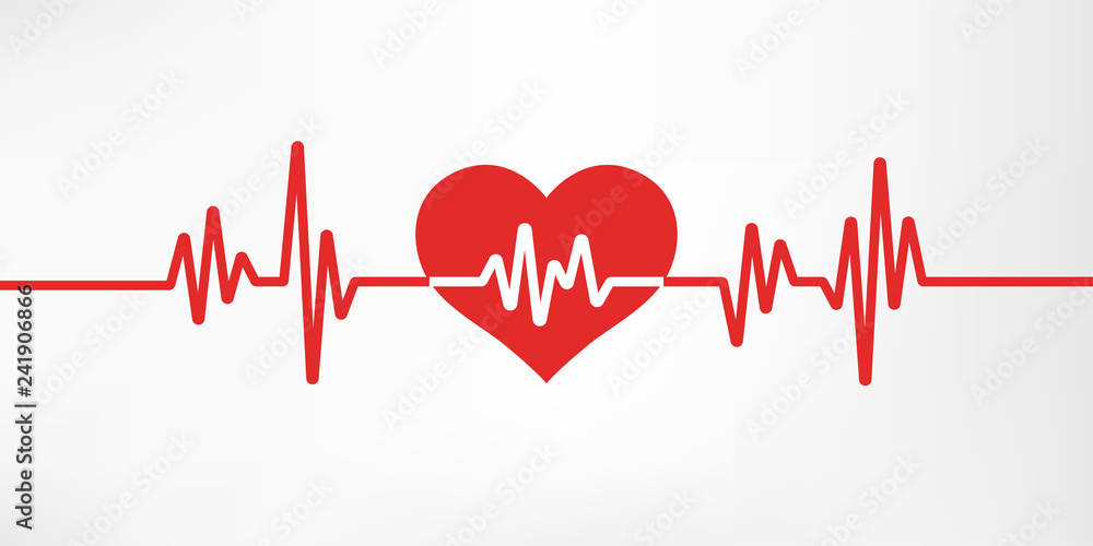 Heart pulse. Red and white colors. Heartbeat lone, cardiogram ...