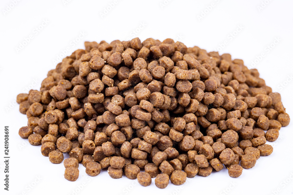 Dry foods for cats on the white background Dry foods for cats on the white background