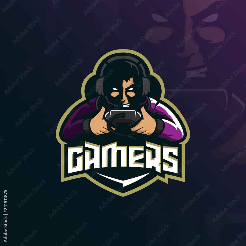 gamer mascot logo design vector with modern illustration concept style for badge, emblem and tshirt printing. gamer illustration for sport team.