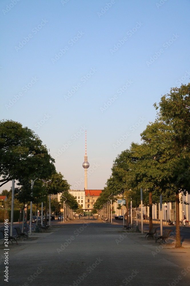 Fototapeta premium Way to Berlin TV Tower in Berlin, Germany