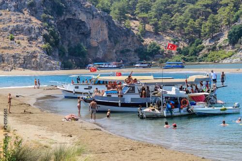Fototapeta Naklejka Na Ścianę i Meble -  Dalyan Canal and Iztuzu (Caretta caretta) Beach, daily sightseeing boats, Dalyan, Mugla, Turkey