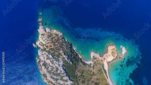 Datca/Adaburnu Aerial view from the air turqouise coast of Aegean Sea blue voyage peninsula