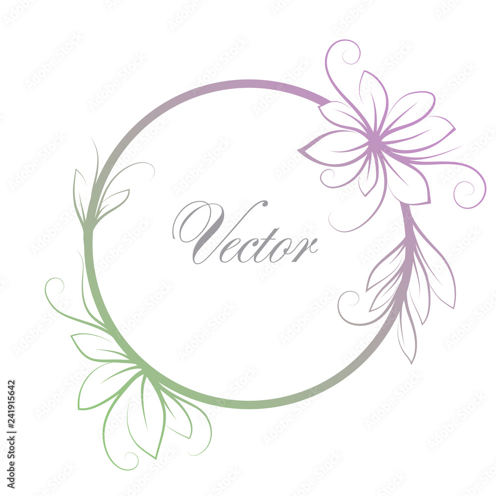 Vector frame with leaves and curls. Decorative frame, curls on a white background