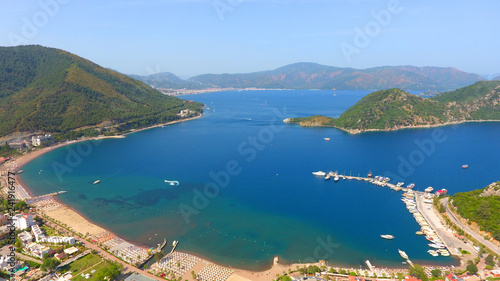 Tableau sur toile İcmeler Beach Marmaris aerial view from the air drone view turquoise sea
