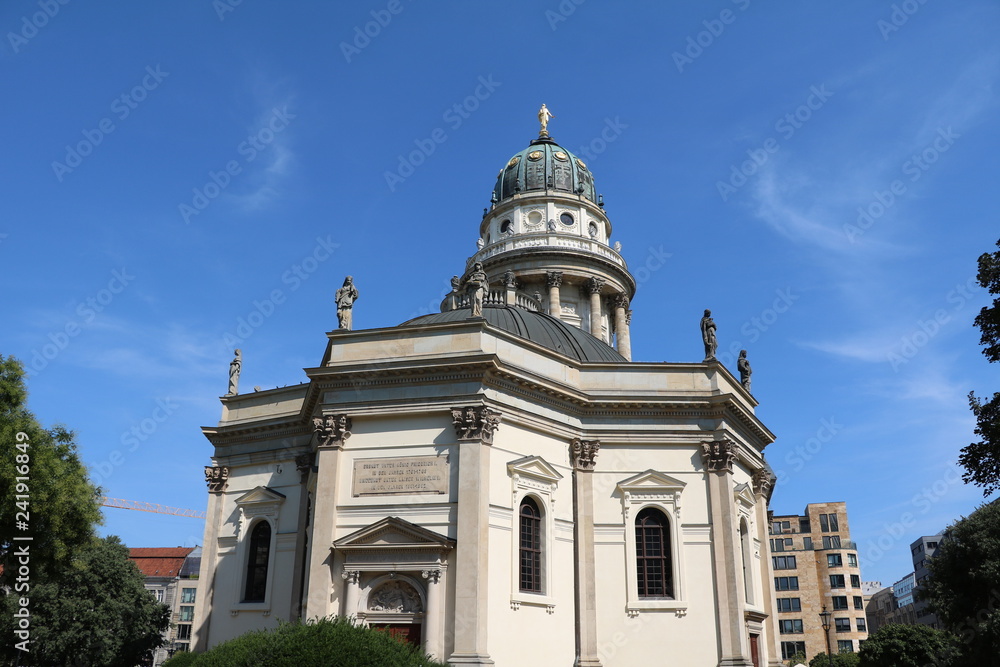 Sideview of Deutscher Dom church at Gendarmenmarkt in Berlin, Germany