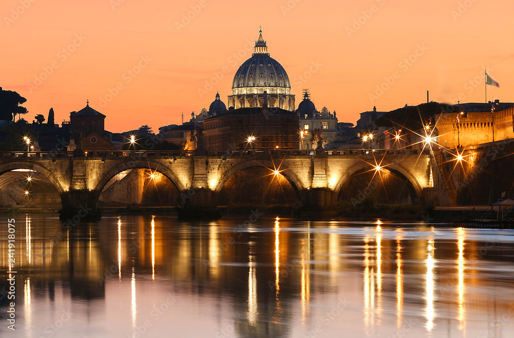 Sunset view of the Vatican with Saint Peter's Basilica,Rome, Italy.