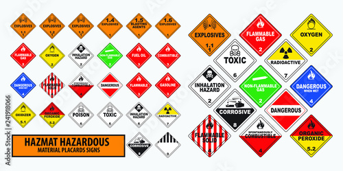 hazmat hazardous material placards sign concept. easy to modify photo
