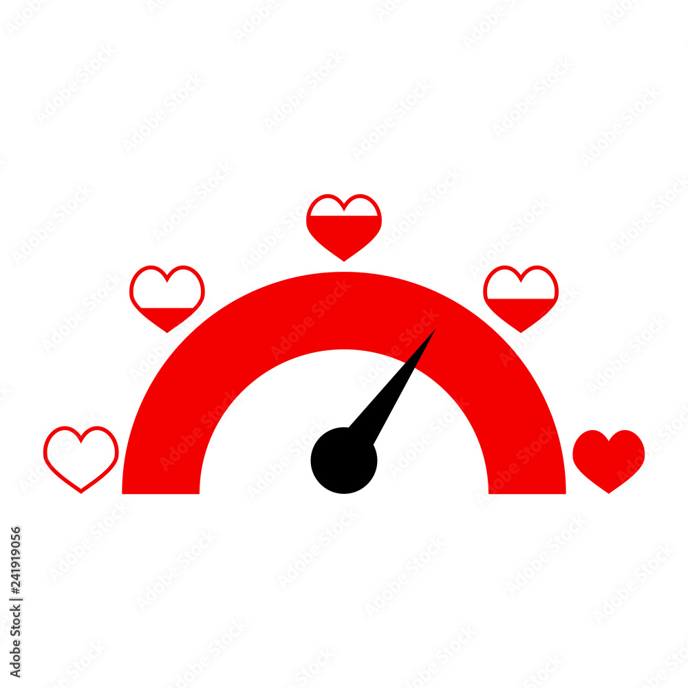 Love indicator with red hearts for mobile app Love indicator with red hearts for mobile app