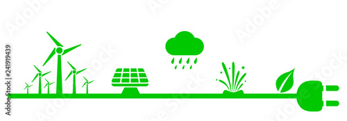Alternative energy sources. Renewable energy, nature power symbols – stock vector