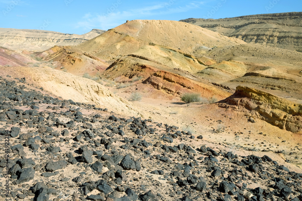 Colored sands in the crater of Makhtesh Katan in Israel Colored sands in the crater of Makhtesh Katan in Israel