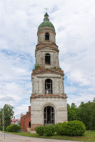 Bell tower of old chirch in Krasny Holm, Russia