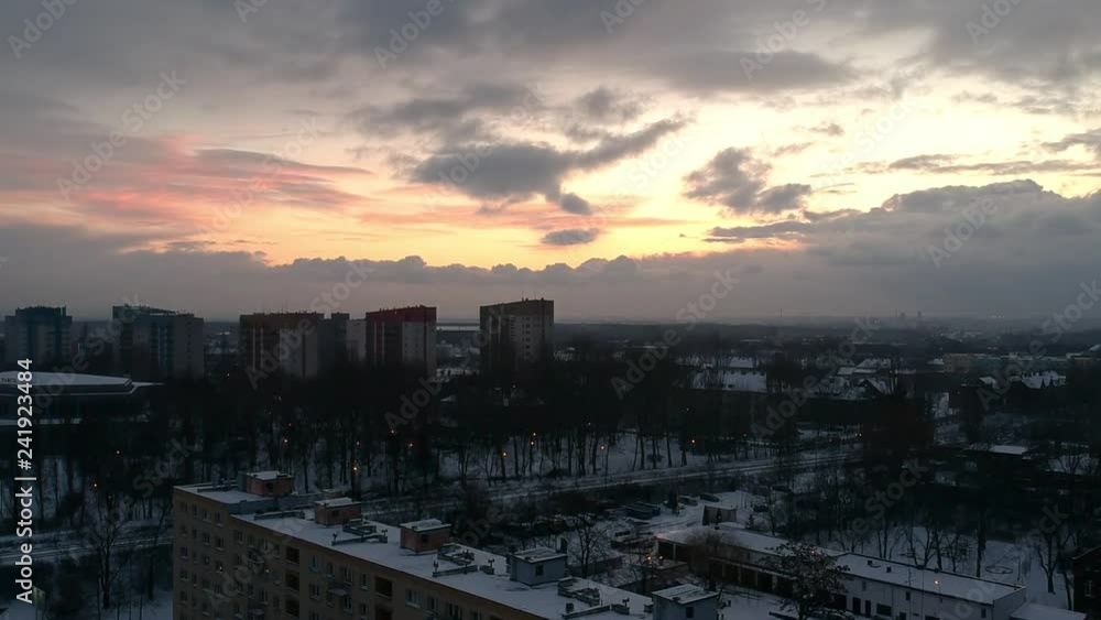 Evening in the beautiful city at the sunset Evening in the beautiful city at the sunset