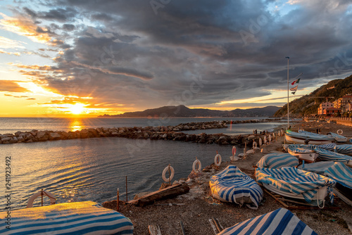 Chiavari beach and sea - Tigullio gulf - Ligurian sea - Italy