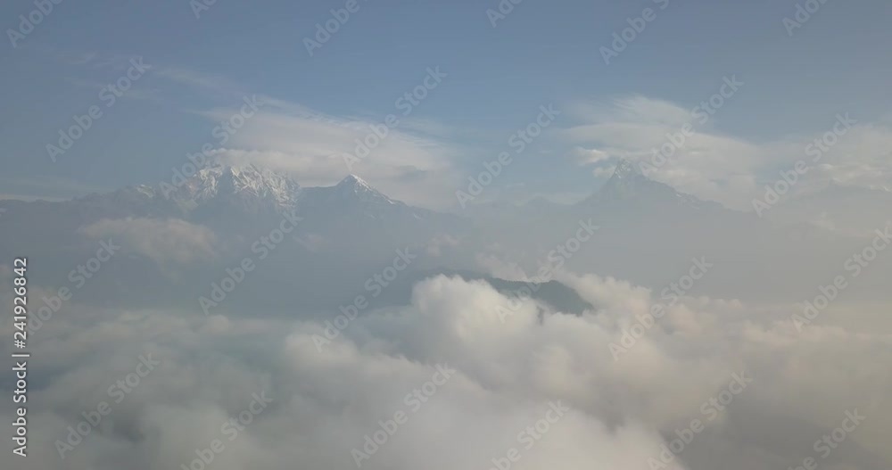 Machapuchare mountain Fishtail in Himalayas range Nepal from air 4K Machapuchare mountain Fishtail in Himalayas range Nepal from air 4K