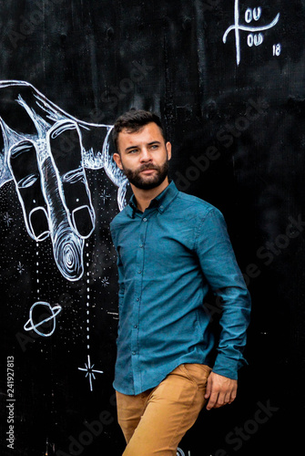 model, male, gabriel caldeira, graffiti, art, urban, young, teenager, man, beard photo