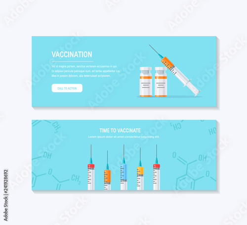 Medicine template for web banners in flat style