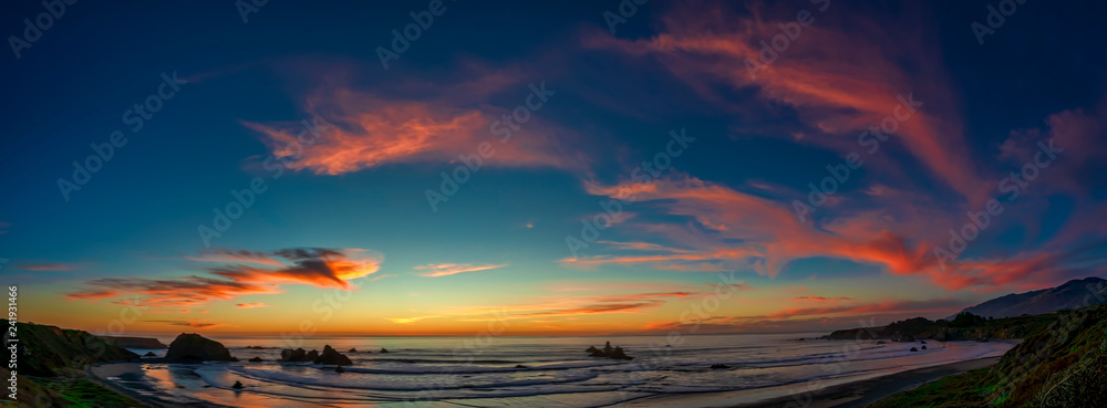 Panorama of Last Light of Day at Beach Panorama of Last Light of Day at Beach