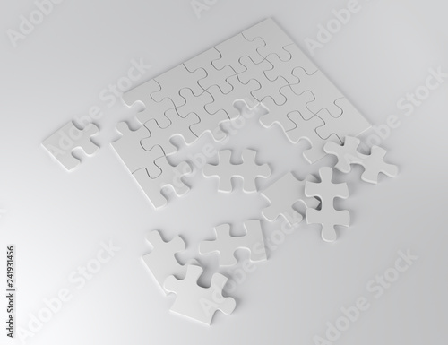 white puzzle pieces business marketing idea team work illustration