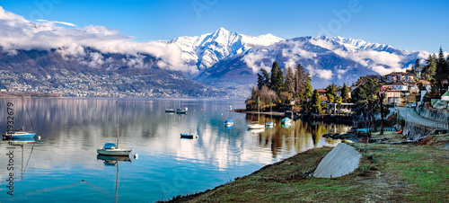 Landscape of Lake Maggiore from Vira Gambarogno  Switzerland