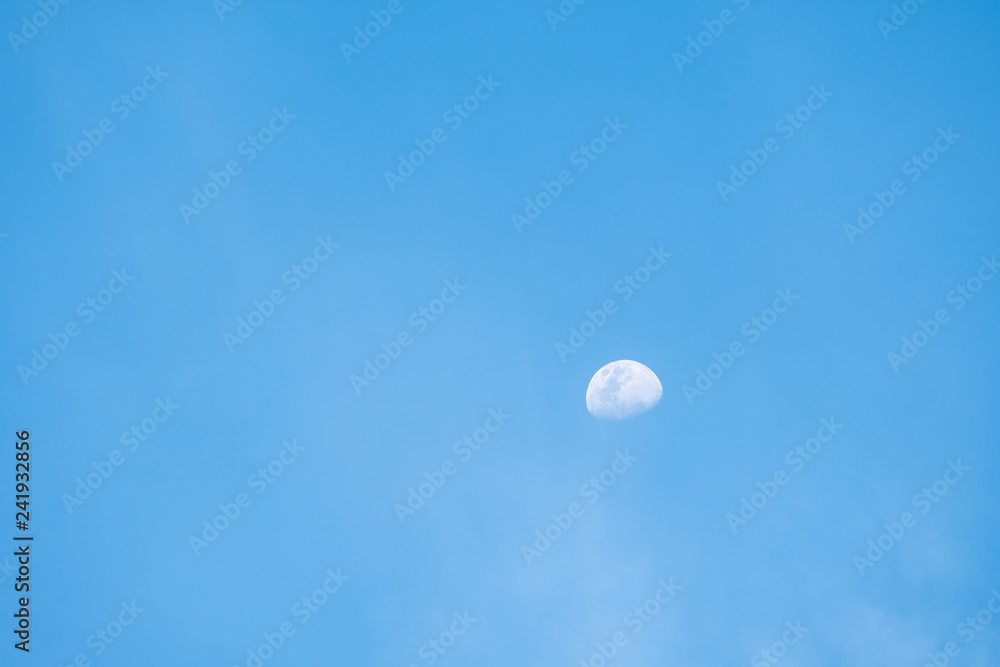 Half moon in twilight. Half moon in twilight.