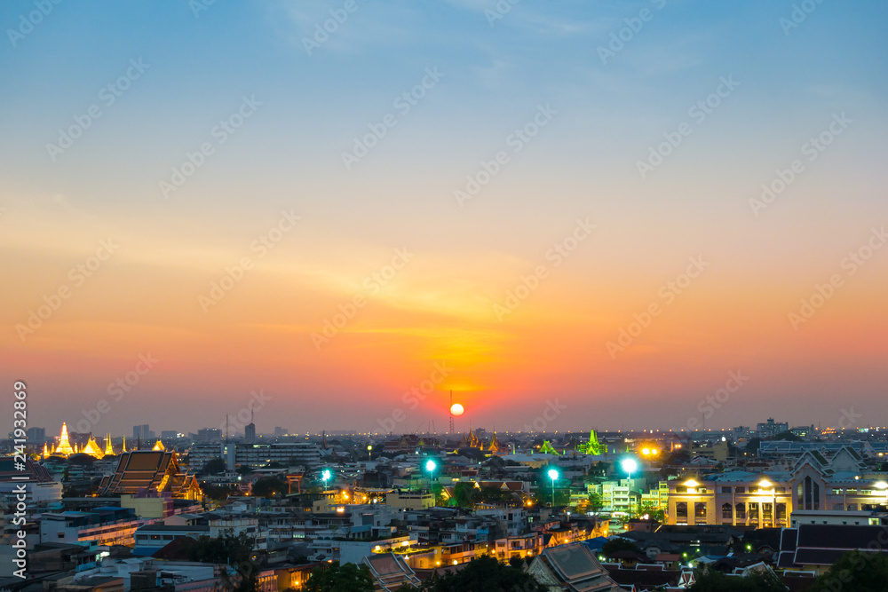 Sunset in Bangkok city.