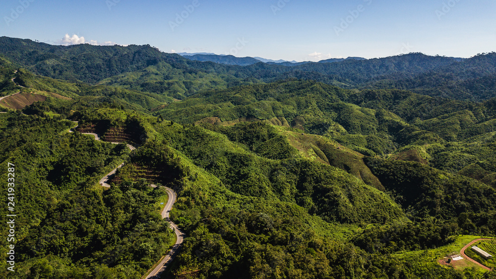 High angle view of landscape    Mountain in  Nan province Thailand