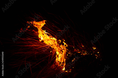 Flame pattern at night 