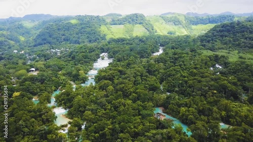 Aerial view of agua azul waterfalls in Chiapas Mexico photo