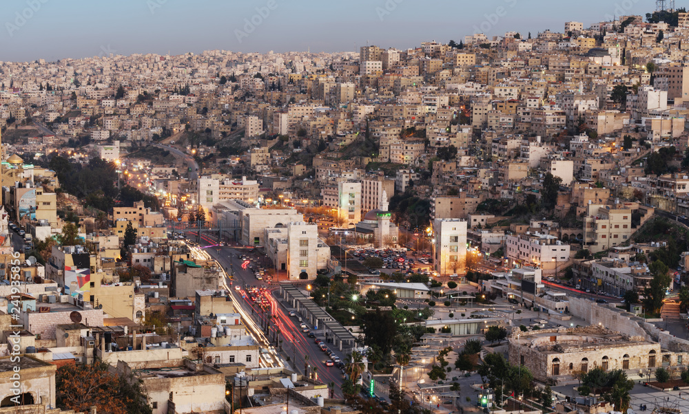 Amman cityscape, capital city in Jordan, Middle East 