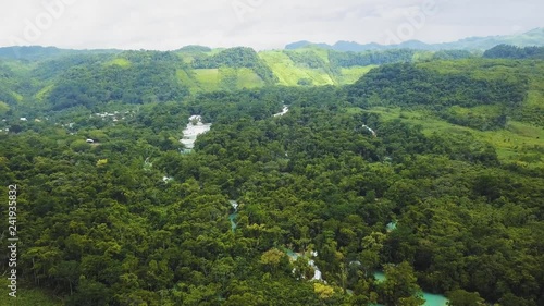 Aerial view of agua azul waterfalls in Chiapas Mexico photo