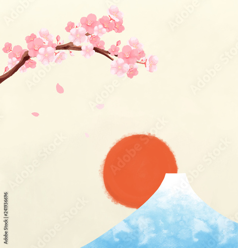 桜 水彩 富士山 イラスト Stock イラスト Adobe Stock