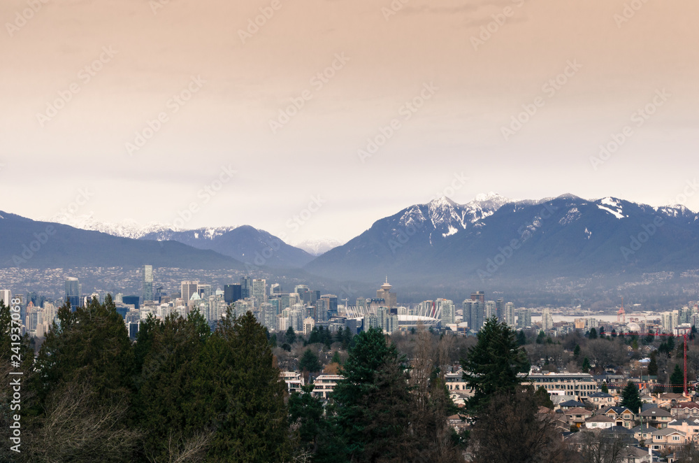 Panoramic view of Vancouver as seen from Queen Elizabeth Park, BC