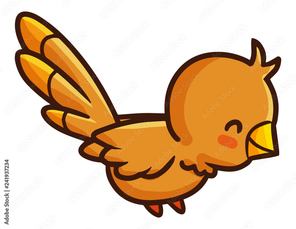 Cute and funny little golden color bird - vector