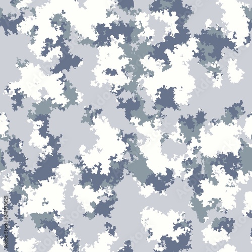 Fashion camo design. Digital camouflage pattern Winter colored clouds. Seamless vector. Trendy camouflage fabric texture