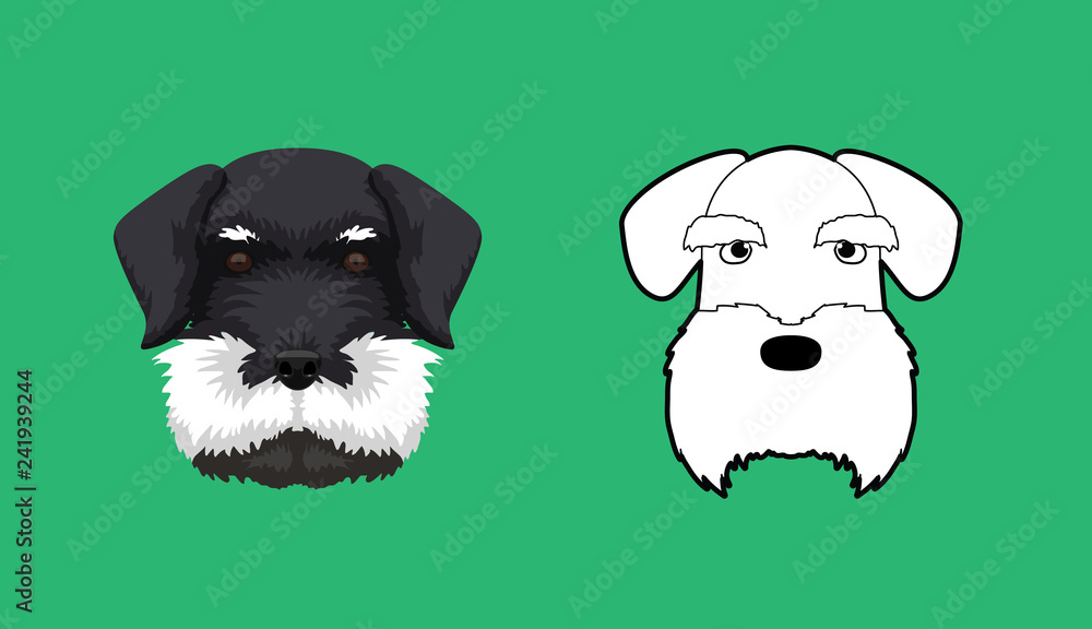 Dog Heads Schnauzer Cartoon Illustration Dog Heads Schnauzer Cartoon Illustration