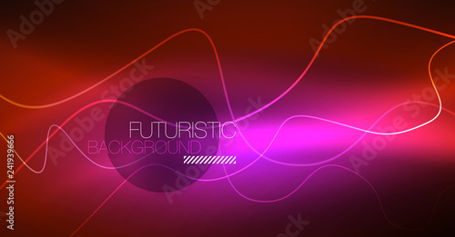 Neon lines wave background. Abstract composition