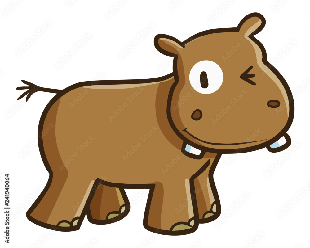 Funny and cute brown hippo smiling - vector Funny and cute brown hippo smiling - vector