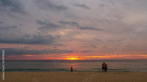 timelapse stunning red sunset at Karon beach Phuket photo