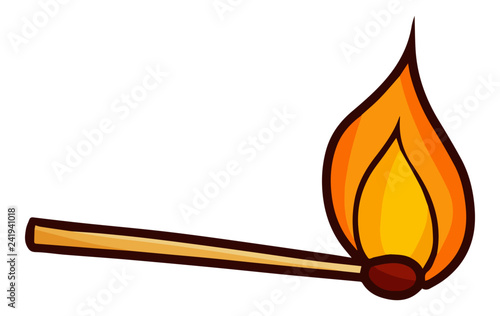 Funny and cute single matches with fire - vector