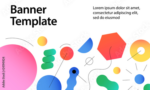 Banner with Vector texture of geometric colorful shapes Geometric figures pattern in modern style Nice abstract background with geometrical figures in flat style