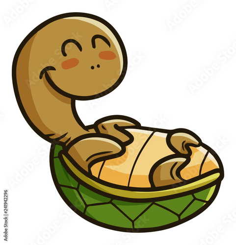 Cute and funny turtle smling and lie down - vector