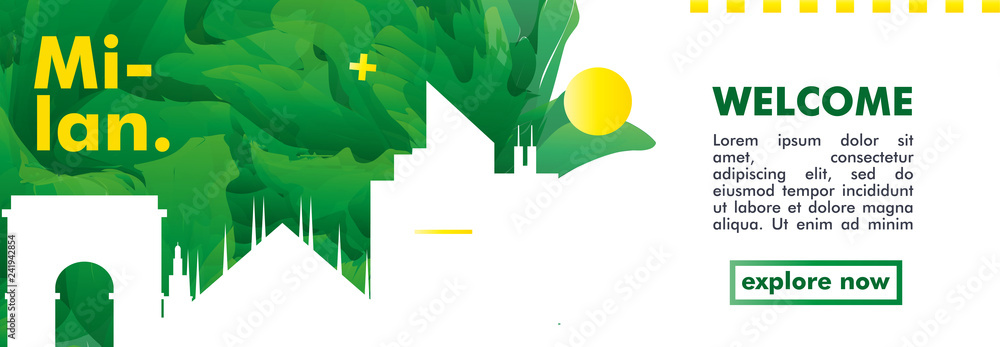 Fototapeta premium Italy Milan skyline city gradient vector banner