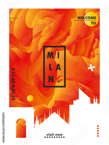 Italy Milan skyline city gradient vector poster
