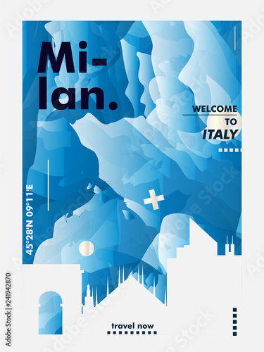 Italy Milan skyline city gradient vector poster