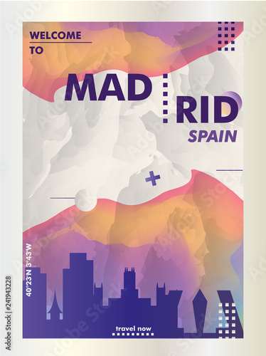 Spain Madrid skyline city gradient vector poster