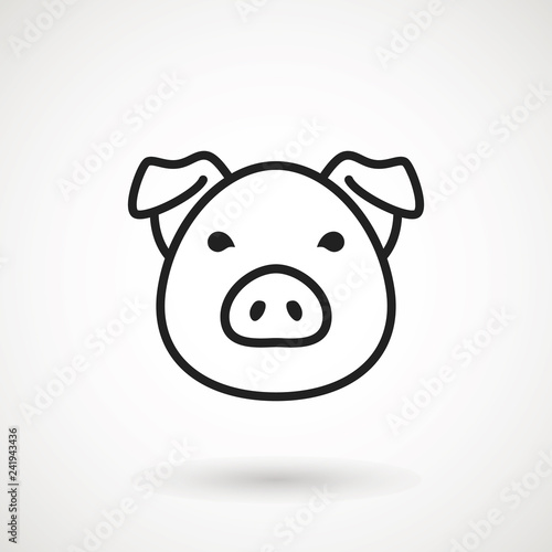 Pig line icon. logo Piglet face in outline style. Icon of Cartoon pig head. Chinese New Year 2019. Zodiac. Chinese traditional Design, decoration Vector illustration